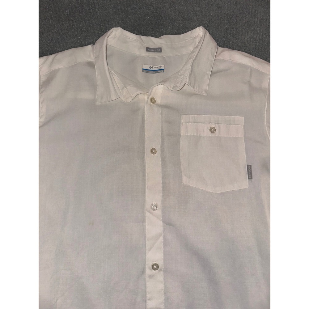 Columbia Mens White Short Sleeve Button Up Active Fit Shirt XL AM9133